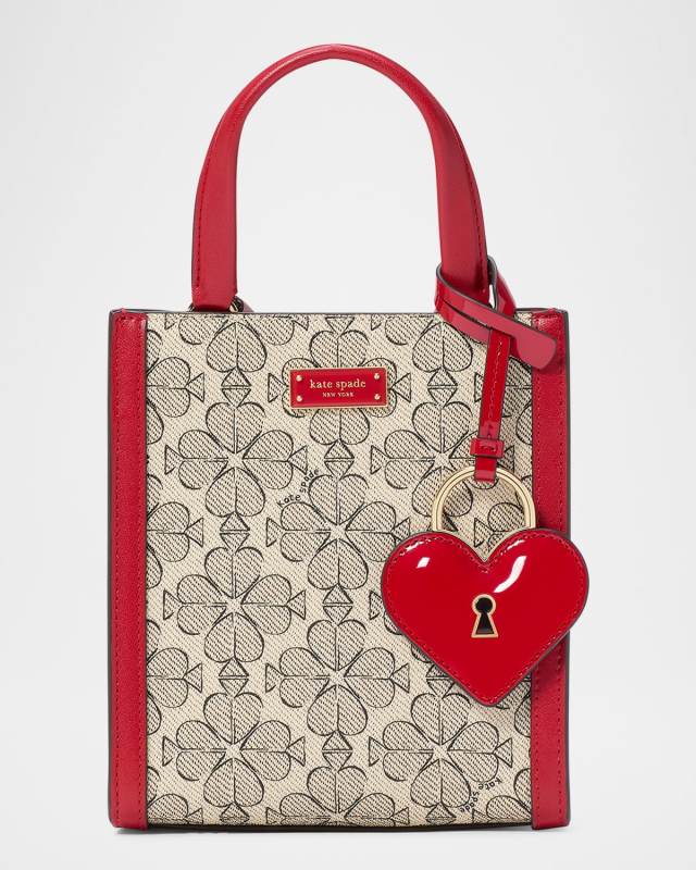 manhattan mini heart spade flower canvas tote bag